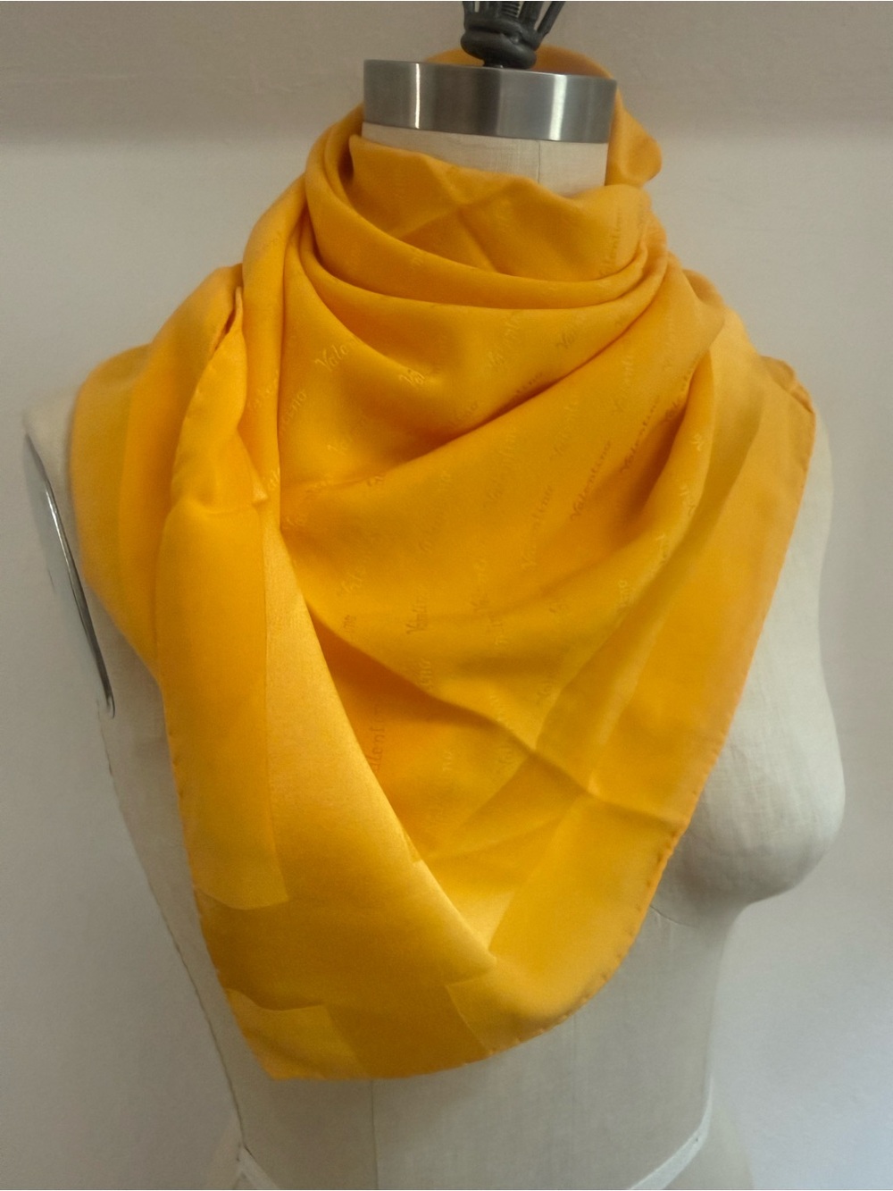 Vintage Valentino Yellow Silk Scarf
